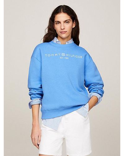 Tommy Hilfiger Sweatshirt Met Ronde Hals En Logo - Blauw