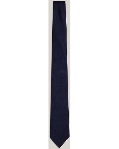 Tommy Hilfiger Cravate tissée en pure soie - Bleu