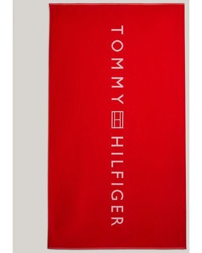 Tommy Hilfiger Serviette de plage Original à logo - Rouge