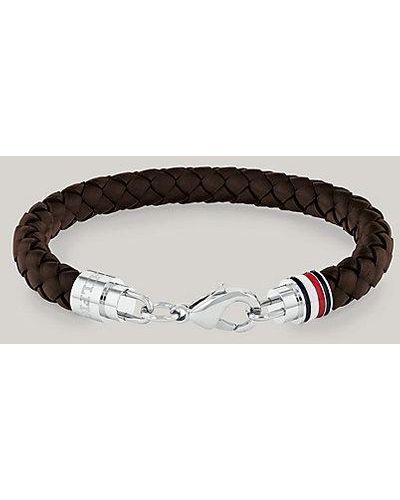 Tommy Hilfiger Iconic Gevlochten Armband Van Bruin Leer