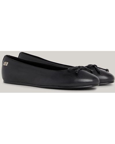 Tommy Hilfiger Ballerines Essential en cuir à plaque drapeau - Noir