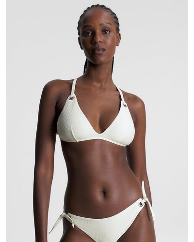 Tommy Hilfiger Haut de bikini triangle Resort texturé - Marron