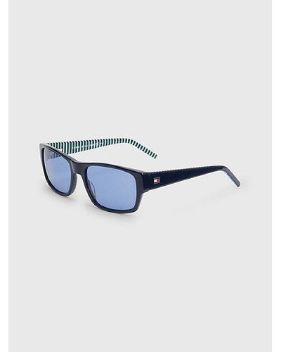 Tommy Hilfiger Rechteckige Sonnenbrille mit Flag - Blau