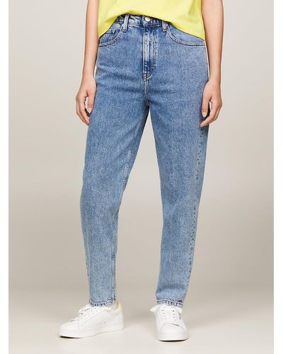 Tommy Hilfiger Ultra High Rise Straight Tapered Mom Jeans - Blue