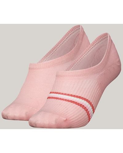 Tommy Hilfiger 2-pack Multicolour Stripe Footie Socks - Pink