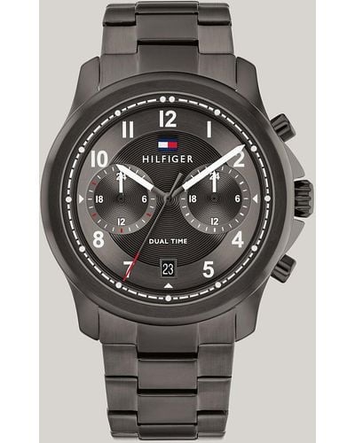 Tommy Hilfiger Gunmetal Grey Dial Dual Time Watch