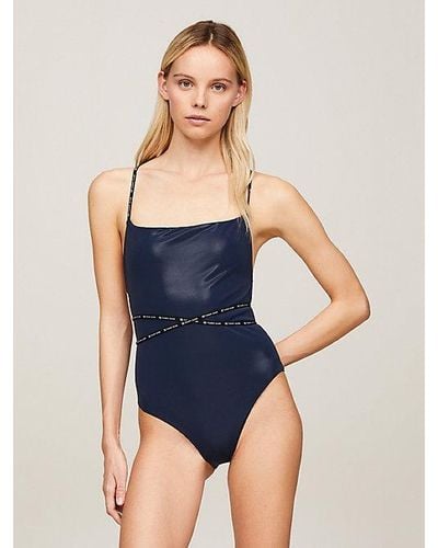 Tommy Hilfiger Bañador con tirantes cruzados y logo metálico - Azul