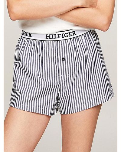 Tommy Hilfiger Hilfiger Monotype Pyjama-Shorts mit Logo - Blau