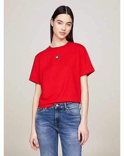 Tommy Hilfiger Camiseta de corte holgado con parche - Rojo