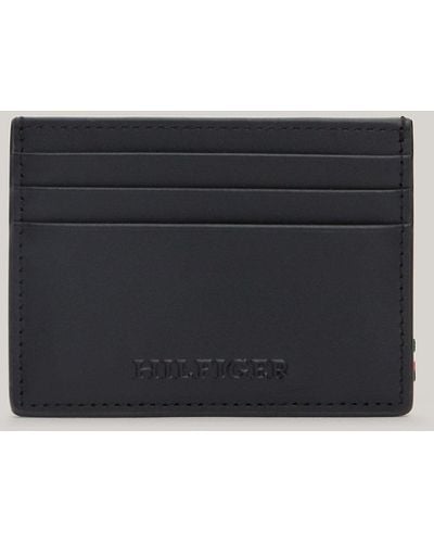 Tommy Hilfiger Hilfiger Monotype Leather Credit Card Holder - Blue