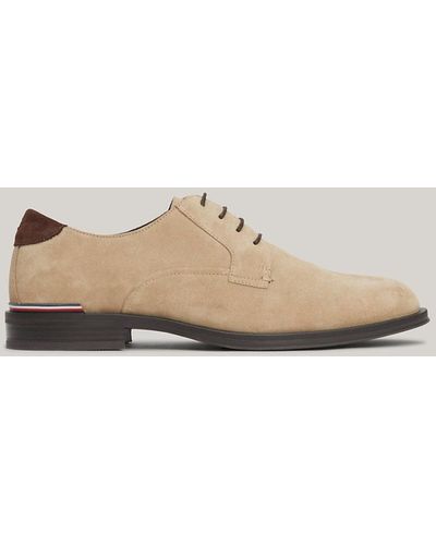 Tommy Hilfiger Signature Suede Lace-up Derby Shoes - Natural