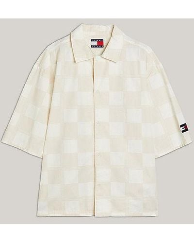 Tommy Hilfiger Uniseks Boxy Overhemd Met Checkerboard-patroon - Naturel