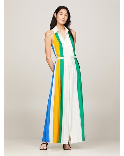 Tommy Hilfiger Colour-blocked Pleated Maxi Dress - Blue
