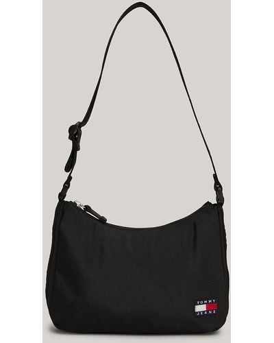 Tommy Hilfiger Essential Repeat Logo Strap Shoulder Bag - Black