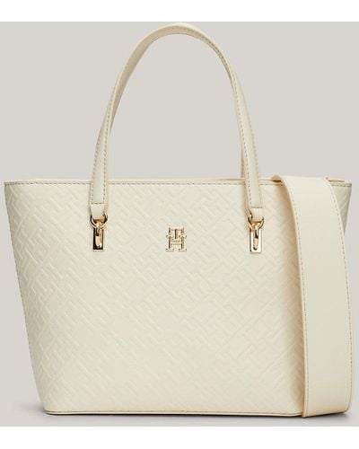 Tommy Hilfiger Th Monogram Embossed Small Tote - Natural