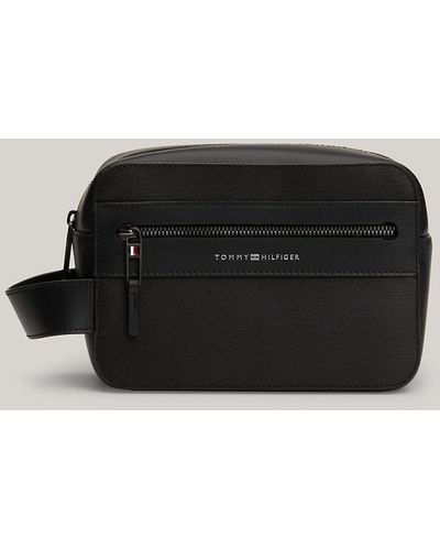 Tommy Hilfiger Premium Business Leather Washbag - Black