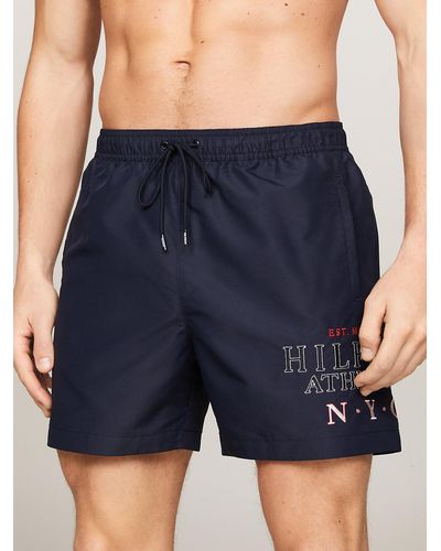 Tommy Hilfiger Hilfiger Logo Mid Length Swim Shorts - Blue