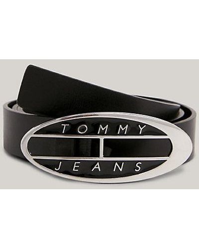Tommy Hilfiger Cinturón de piel con insignia Origin - Negro
