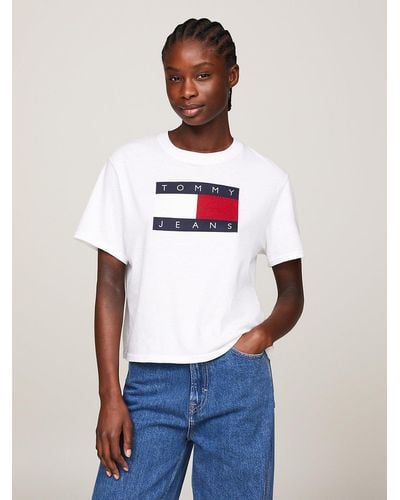 Tommy Hilfiger T-shirt boxy à badge drapeau - Blanc