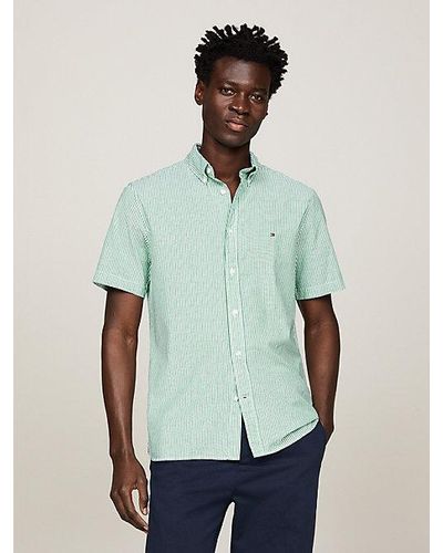 Tommy Hilfiger Camisa de manga corta en popelín TH Flex - Verde