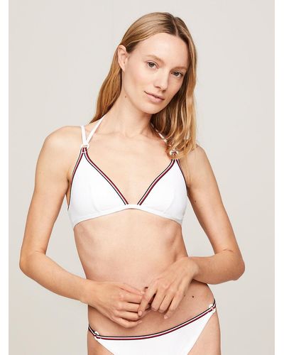 Tommy Hilfiger Global Stripe Strappy Triangle Bikini Top - Natural