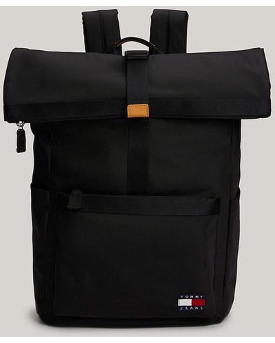 Tommy Hilfiger Essential Badge Roll-top Backpack - Black