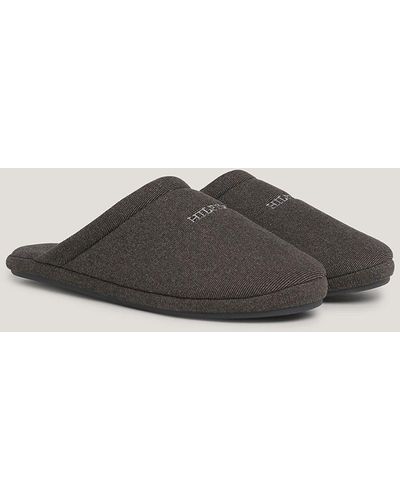 Tommy Hilfiger Fleece Logo Slippers - Black