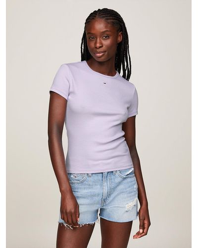 Tommy Hilfiger T-shirt ajusté Essential en maille côtelée - Violet