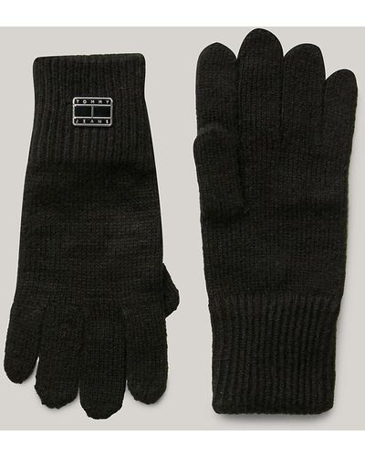 Tommy Hilfiger Cosy Rib-knit Cuff Gloves - Black