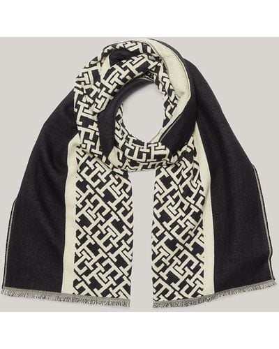 Tommy Hilfiger Essential Chic Th Monogram Wool Scarf - Natural