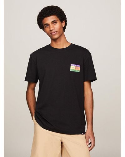 Tommy Hilfiger T-shirt à logo drapeau serif oversize au dos - Noir