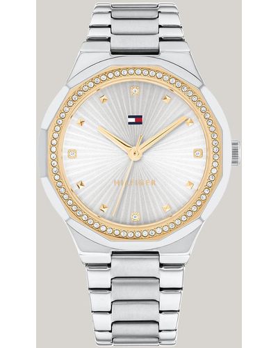 Tommy Hilfiger Stainless Steel Crystal-embellished Bracelet Watch - White