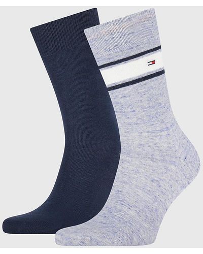 Tommy Hilfiger Lot de 2 paires de chaussettes multicolores - Bleu