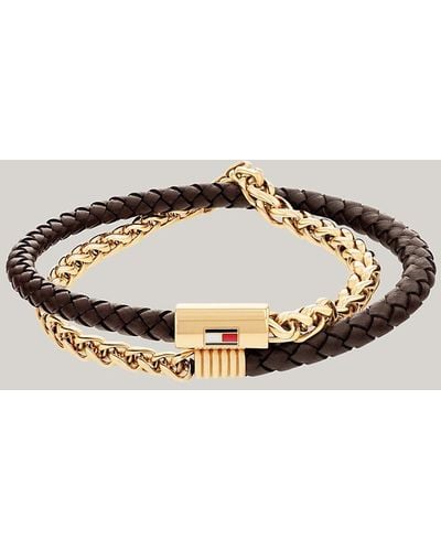 Tommy Hilfiger Dual Media Gold-plated Double Strap Bracelet - Multicolour
