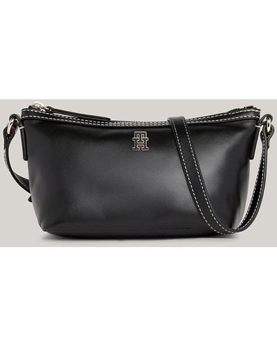 Tommy Hilfiger Th Monoplay Small Leather Crossover Bag - Black