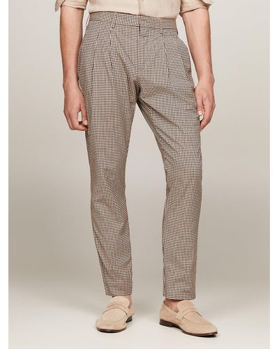 Tommy Hilfiger Micro Check Slim Fit Trousers - Grey