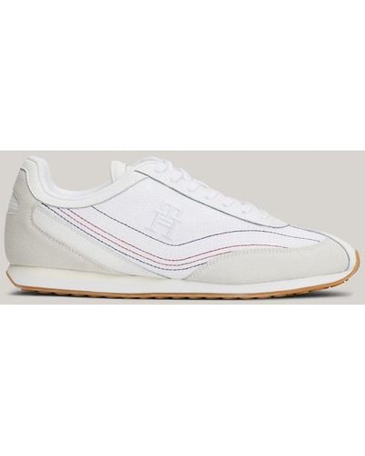 Tommy Hilfiger Sport Heritage Nubuck Leather Runner Trainers - White