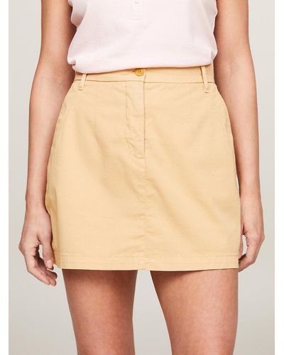Tommy Hilfiger Flag Garment Dyed Chino Mini Skirt - Natural