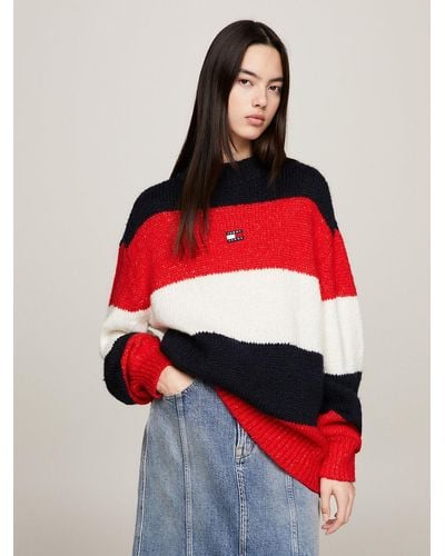 Tommy Hilfiger Pull oversize colour-block - Rouge