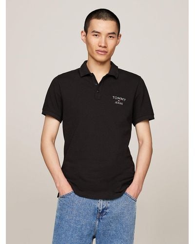 Tommy Hilfiger Signature Embroidery Slim Fit Polo - Black