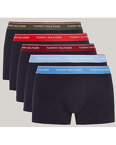 Tommy Hilfiger Set Van 5 Premium Essential Boxershorts Met Logotaille - Blauw