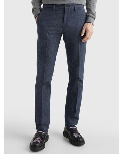 Tommy Hilfiger Denton Brushed Fitted Straight Trousers - Blue