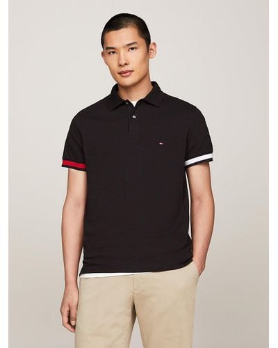 Tommy Hilfiger Polo ajusté à drapeau Hilfiger - Noir