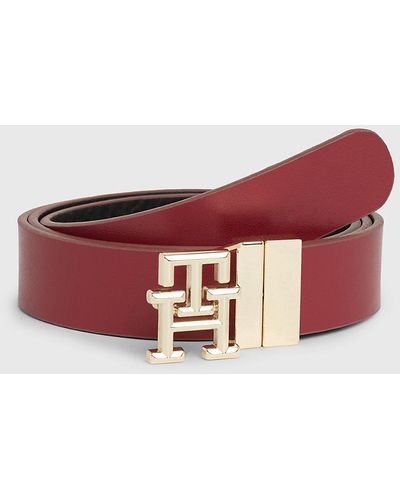 Tommy Hilfiger Reversible Monogram Leather Belt - Red