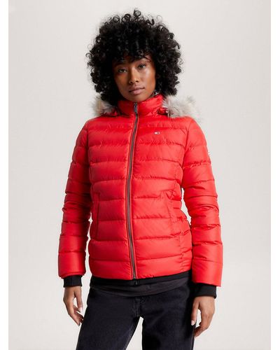 Tommy Hilfiger Essential Down Fitted Hooded Jacket - Red