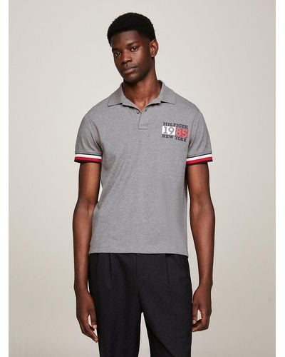 Tommy Hilfiger Tipped Slim Fit Polo T Shirt Grey