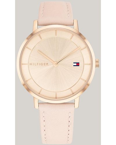 Tommy Hilfiger Ionic Carnation Gold-plated Leather Strap Watch - Natural