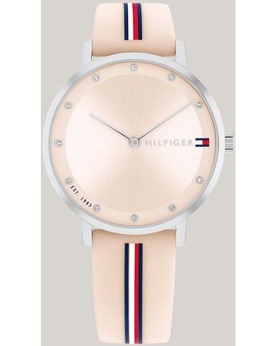 Tommy Hilfiger Blush Silicone Signature Strap Watch - Natural