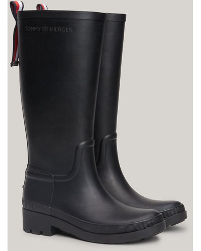 Tommy Hilfiger Signature Tape Rubber Boots - Black