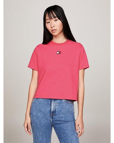 Tommy Hilfiger Boxy Fit T-shirt Met Badge - Rood